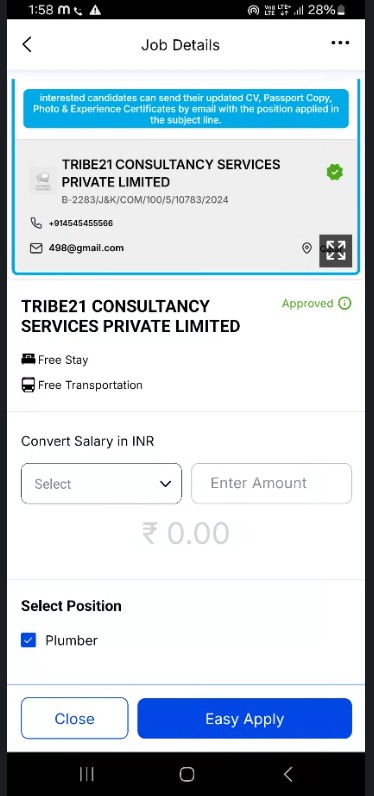Job seeker using mobile app